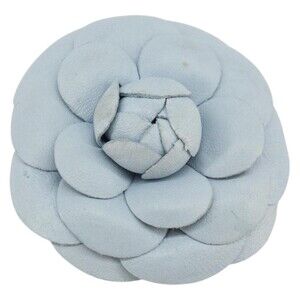 Chanel Brooch Leather Light Blue CC